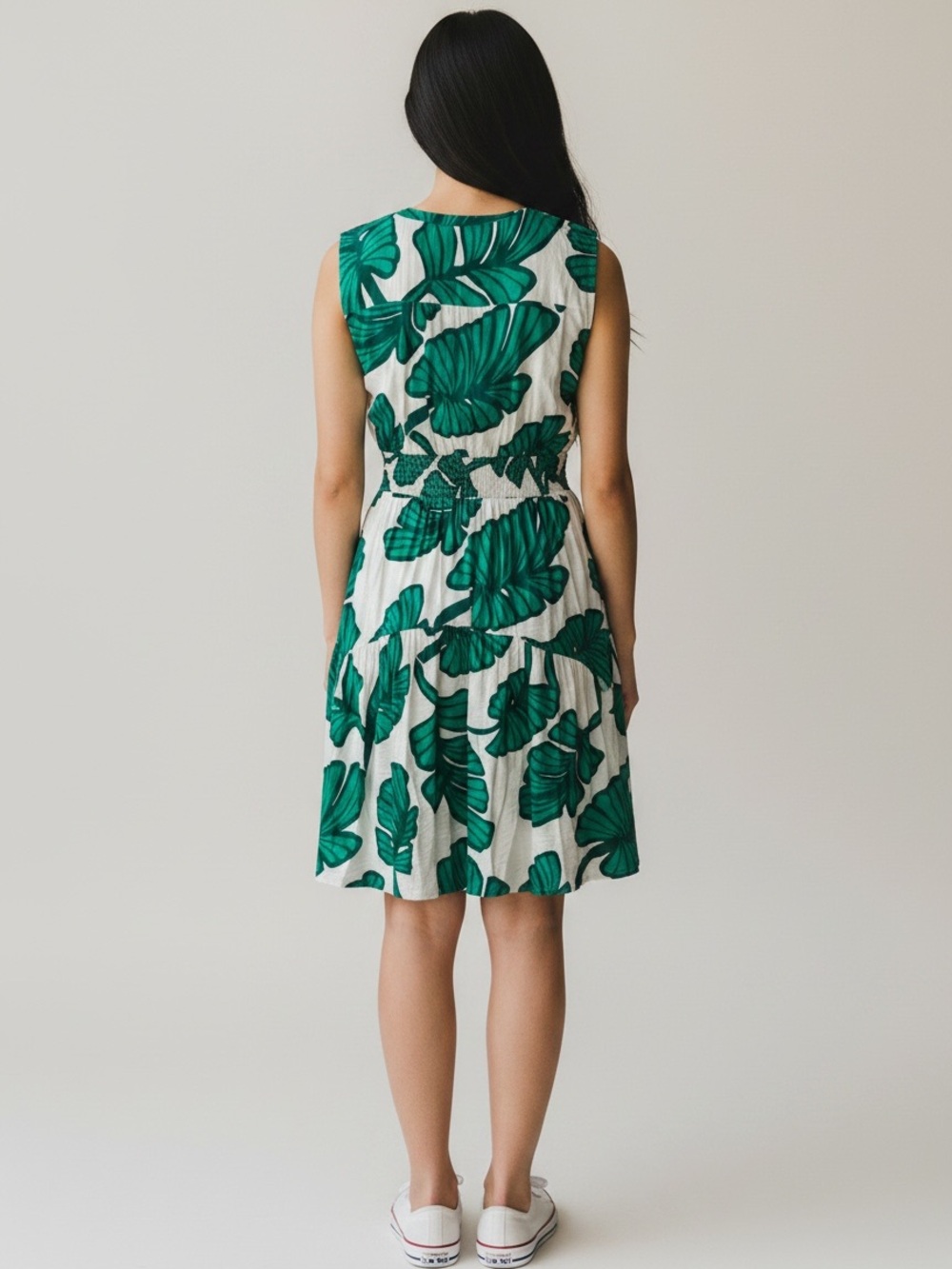 EUC Nine West Tropical Leaf Print Dress Size M - Picture 3 of 5